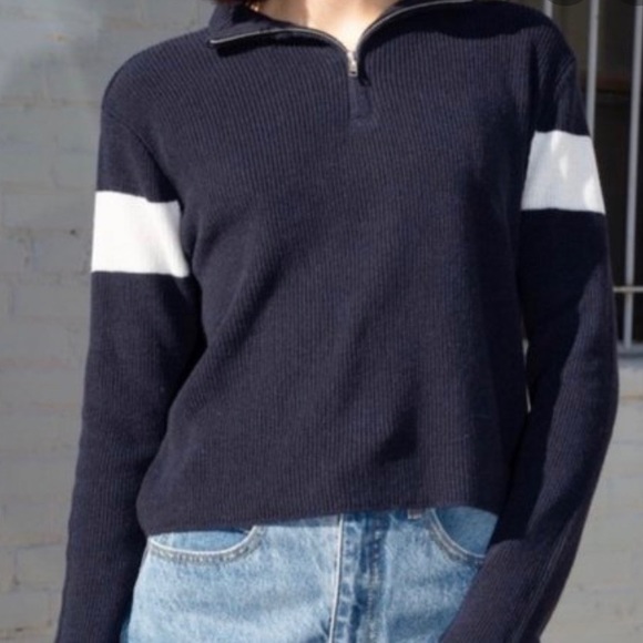 navy and white brandy casey ribbed quarter zip - Picture 2 of 2
